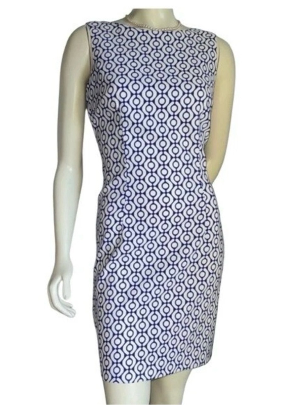 ALYX LIMITED | Above The Knee Blue White Print Geometric Dress | Size 8